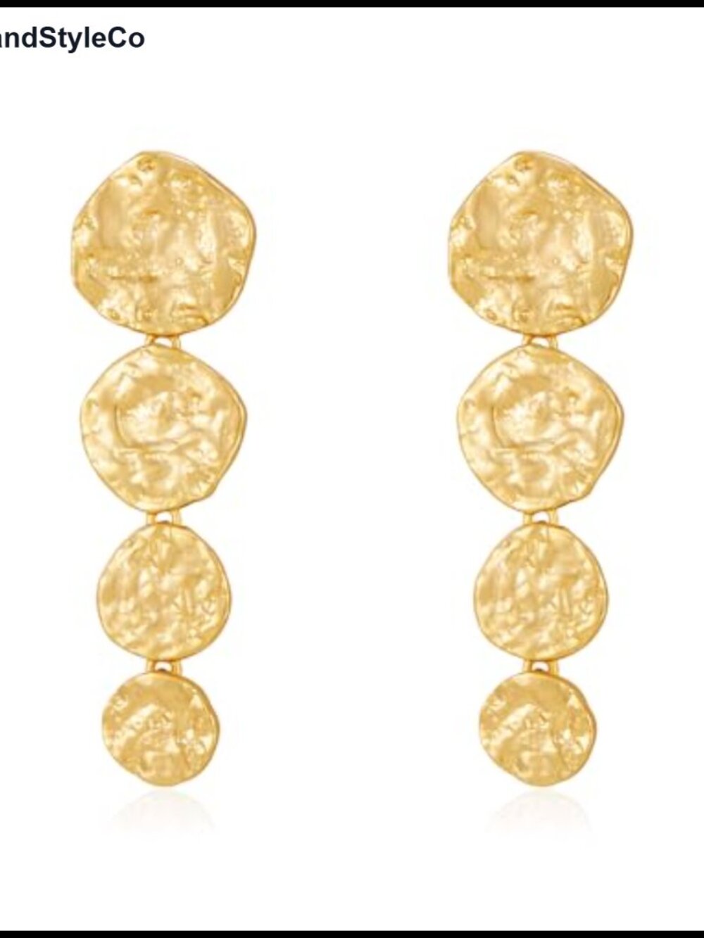 Vintage Hammered Gold Drop Earrings for Women Dangle Statement Jewelry